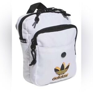 Adidas Utility Crossbody Bag White Black Adjustable Strap Utility Festival
